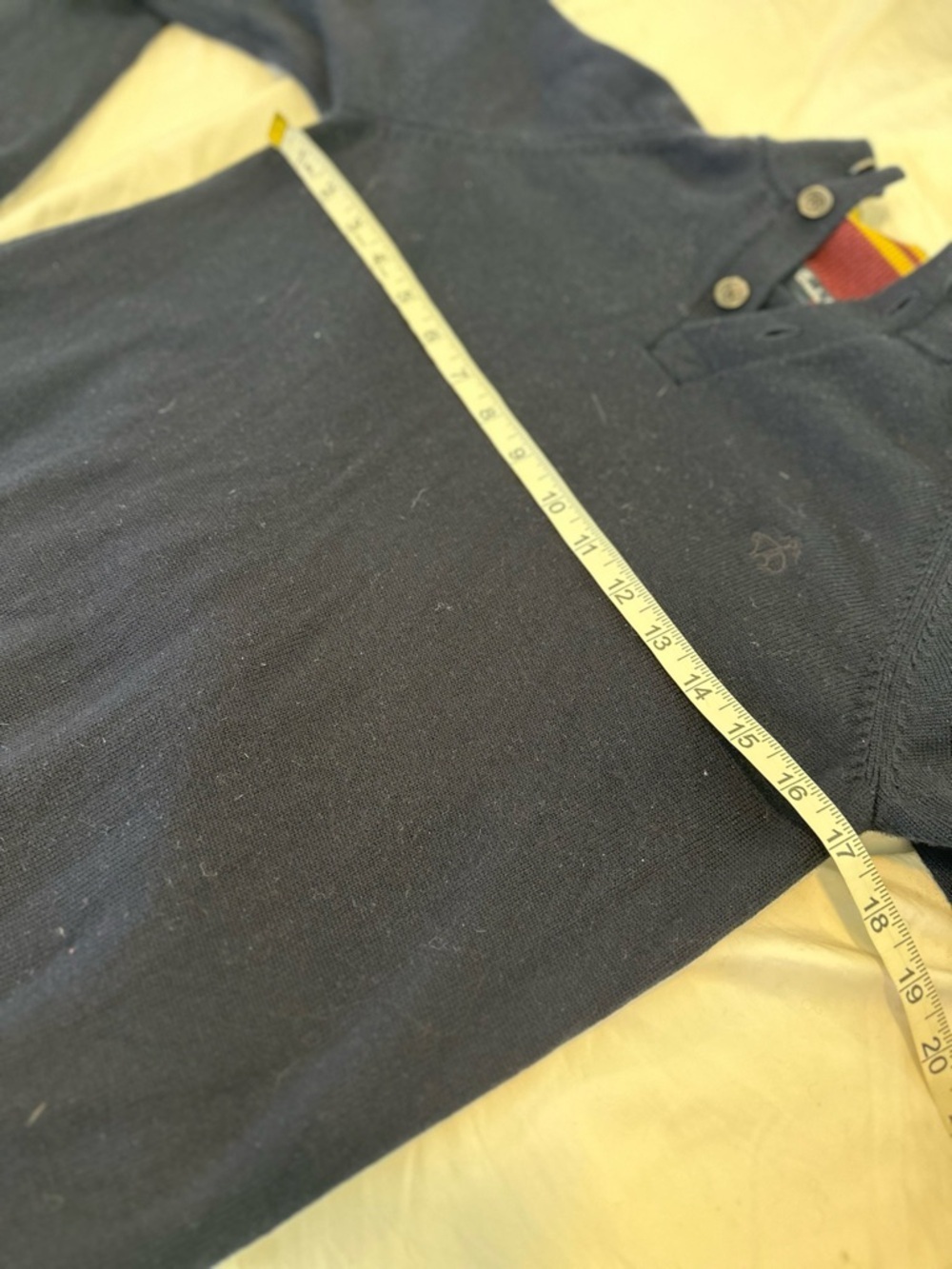 Brooks Brothers Navy V-Neck Sweater with Yellow Trim - Picture 3 of 10